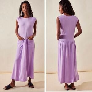 Free People Beach Dress Womens Small Nikki Cap Sleeve Maxi Cotton Lupine Purple